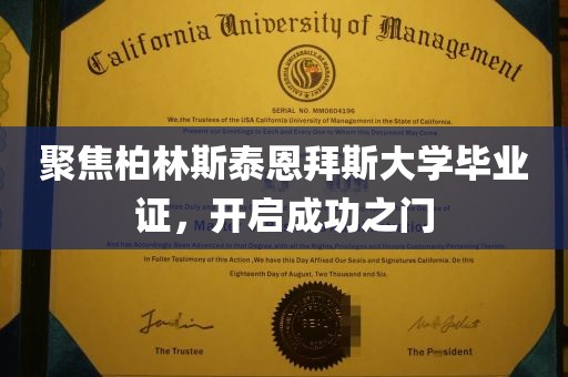 聚焦柏林斯泰恩拜斯大学毕业证，开启成功之门