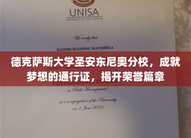 梦想启航之地，德克萨斯大学圣安东尼奥分校荣誉之路