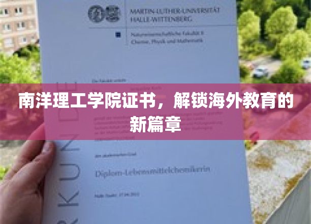南洋理工学院证书，引领国际教育新里程