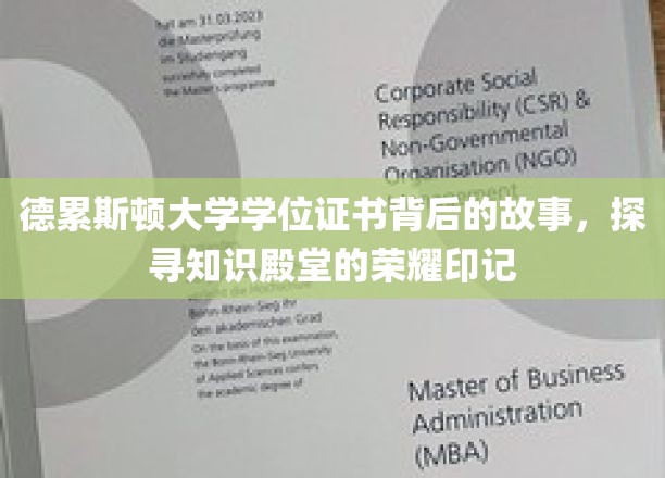 德累斯顿大学学位证书背后的故事，探寻知识殿堂的荣耀印记