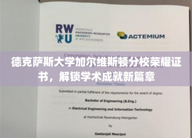 德克萨斯大学加尔维斯顿分校荣耀证书，开启学术巅峰新纪元