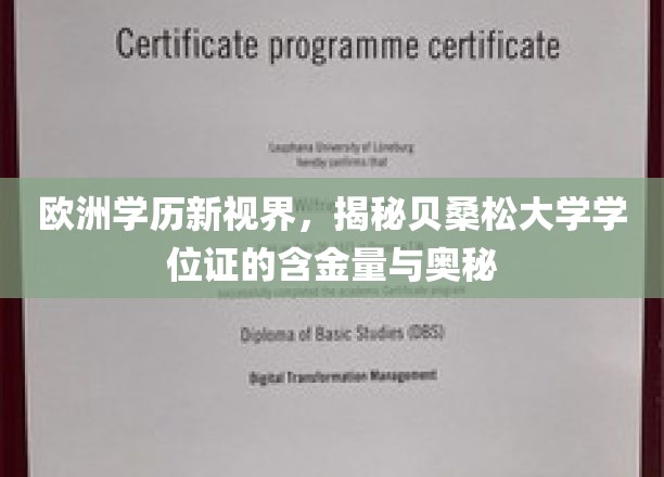 欧洲学历新视界，揭秘贝桑松大学学位证的含金量与奥秘
