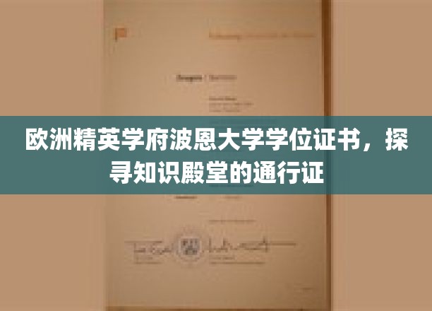 波恩大学学位证书——欧洲精英学府的知识通行证