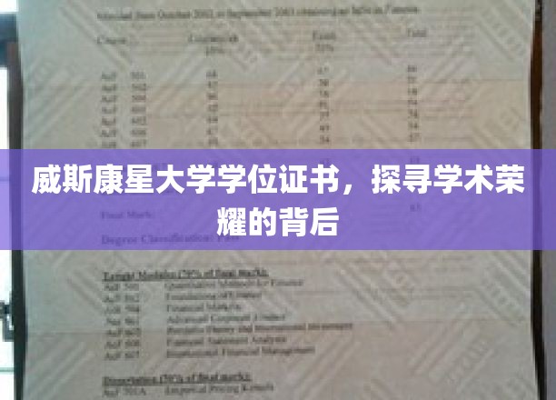 学位证书背后的荣耀之路，威斯康星大学揭秘