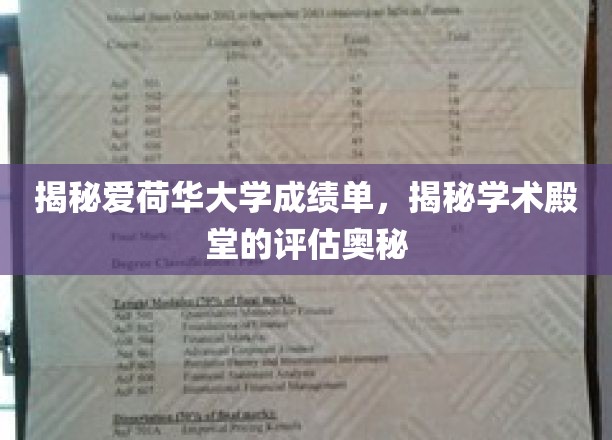 揭开爱荷华大学成绩单面纱，揭秘顶尖学府的评分密码